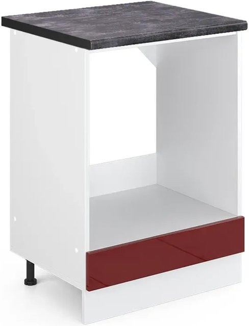 Vicco Herdumbauschrank R-Line in Bordeaux Hochglanz und Weiß mit Anthrazit, Breite: 60 cm, Höhe: 81,6 cm, Tiefe: 60 cm - Bild 1