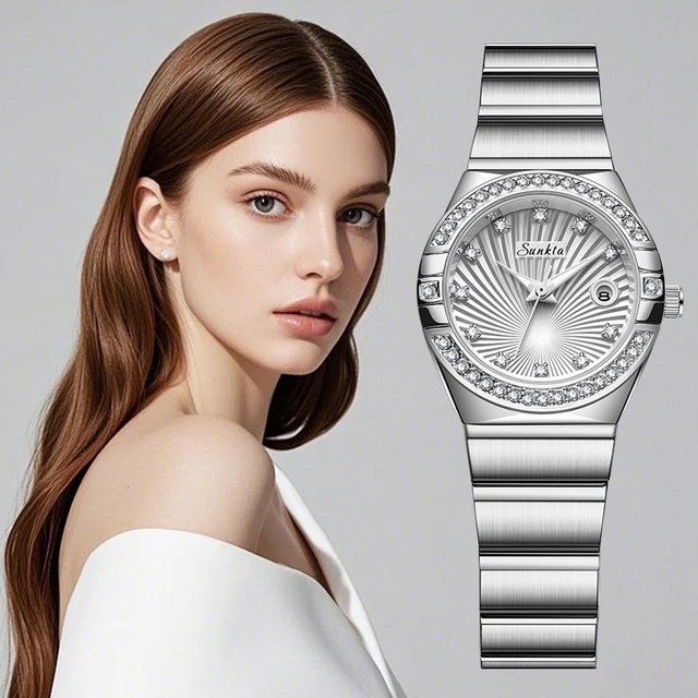 LIGE Armbanduhr Quarz, Edelstahl, Diamant, Silber, Damen - Bild 1