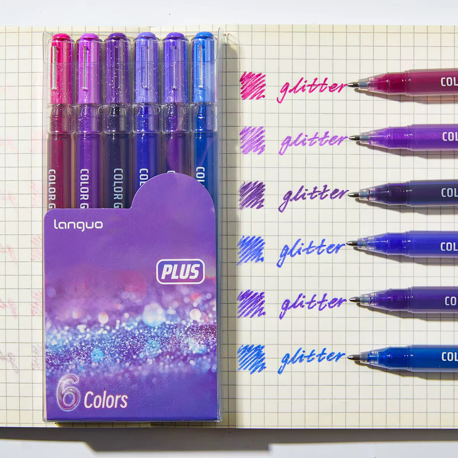 6 glitzernde Tagebuchstifte in Mehrfarben mit feiner Spitze zum Journaling, Zeichnen und Schreiben - Bild 2