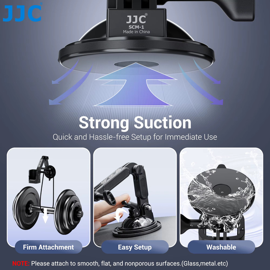 JJC Saugnapfhalterung für DJI Pocket 4, Auto-Halterung für Windschutzscheibe und Armaturenbrett, Erweiterungsadapter Zubehör, Schwarz - Bild 2