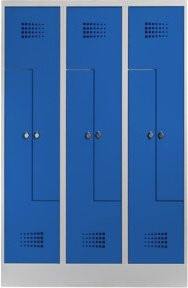 STIER Z-Garderobenspind Premium mit Sockel, 6 Abteile, Drehriegel, lichtgrau/enzianblau - Bild 1