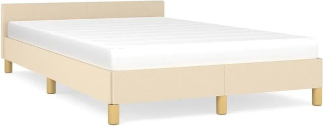 vidaXL Bettgestell mit Kopfteil in Beige aus Stoff, B/T/H: 120 x 200 x 203 cm - Bild 1