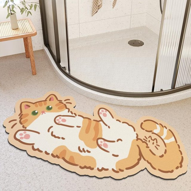 Cartoon Kieselgur Fußmatte für Badezimmer und Duschraum, wasserabsorbierend, schnelltrocknend und rutschfest, Farbe: beige, Breite: 40 cm, Tiefe: 60 cm - Bild 1