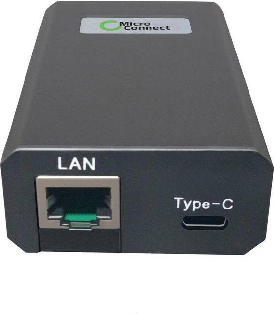 Microconnect Gigabit Ethernet USB-C Adapter POEINJ-25W-USBC, 1000 Mbit/s, Schwarz - Bild 1