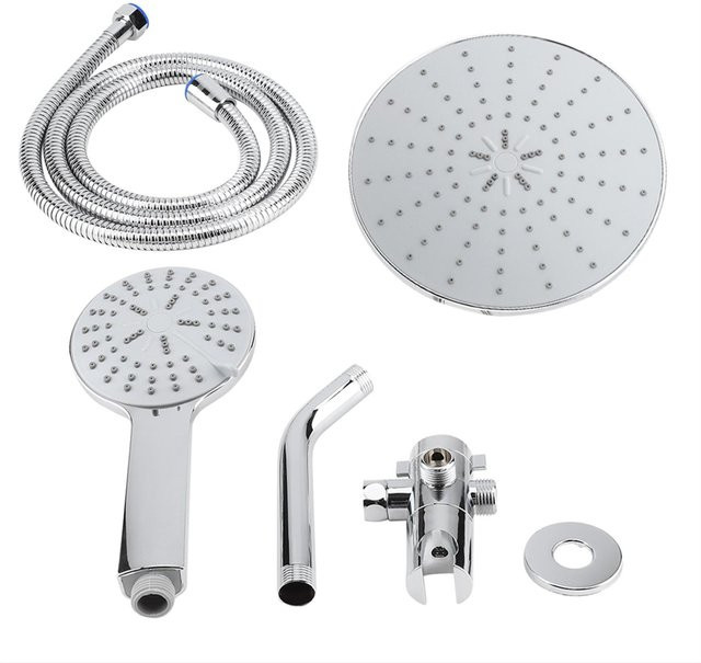 TOMTOP JMS 3-Wege Regendusche mit Dual Handbrause in Chrom und Weiß mit Massage- und Regenfunktion sowie Anti-Kalk-Eigenschaft - Bild 1