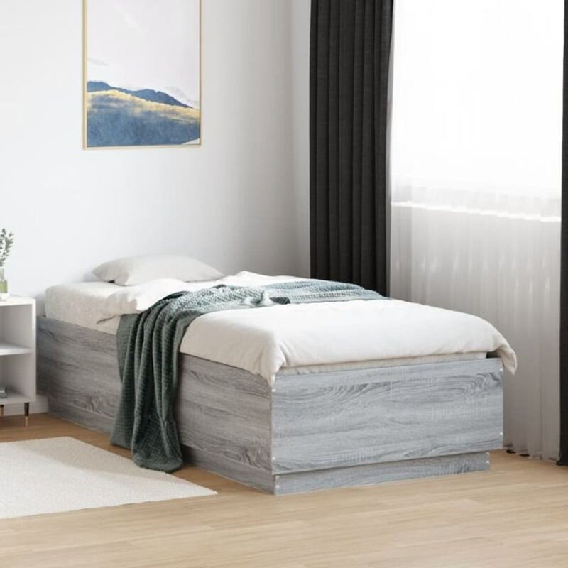 Modernes Einzelbett Vidaxl aus Holzwerkstoff in Grau, B/T/H: 90 x 190 cm - Bild 1