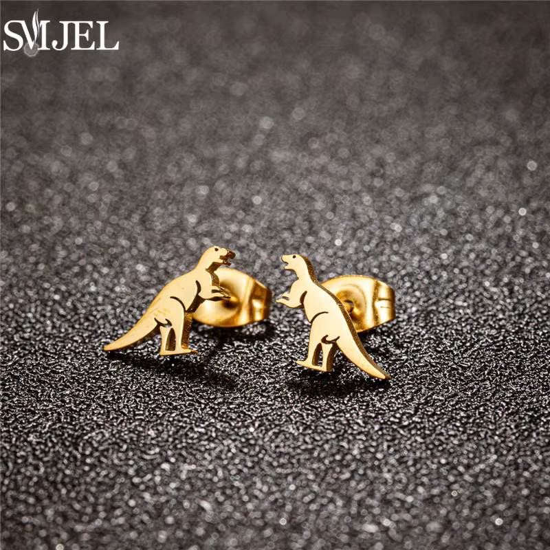SMJEL Ohrstecker Dinosaurier, Edelstahl, Gold, Damen - Bild 2