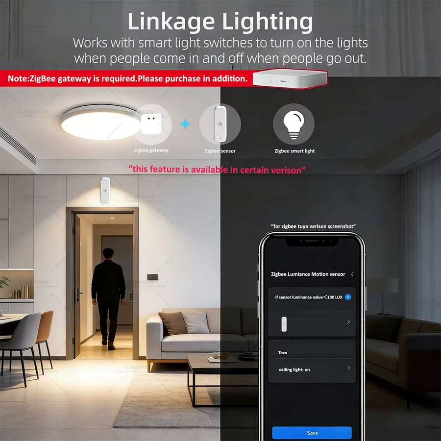 Coolo Zigbee Human PIR Motion Sensor mit mmWave Radarerkennung, Beleuchtungsstärke, Temperatur und Luftfeuchtigkeit in Weiß für Tuya Smart Life & Z2M - Bild 5