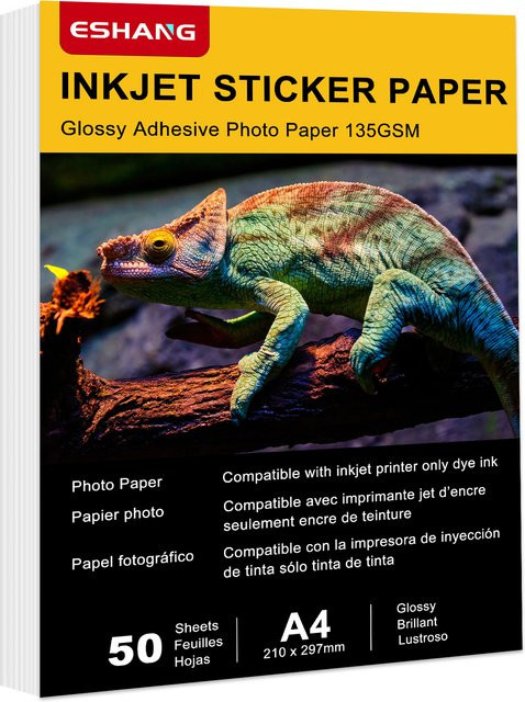 ESHANG Selbstklebendes Fotopapier Glänzend für Tintenstrahldrucker 135 g/m2 - Bild 1
