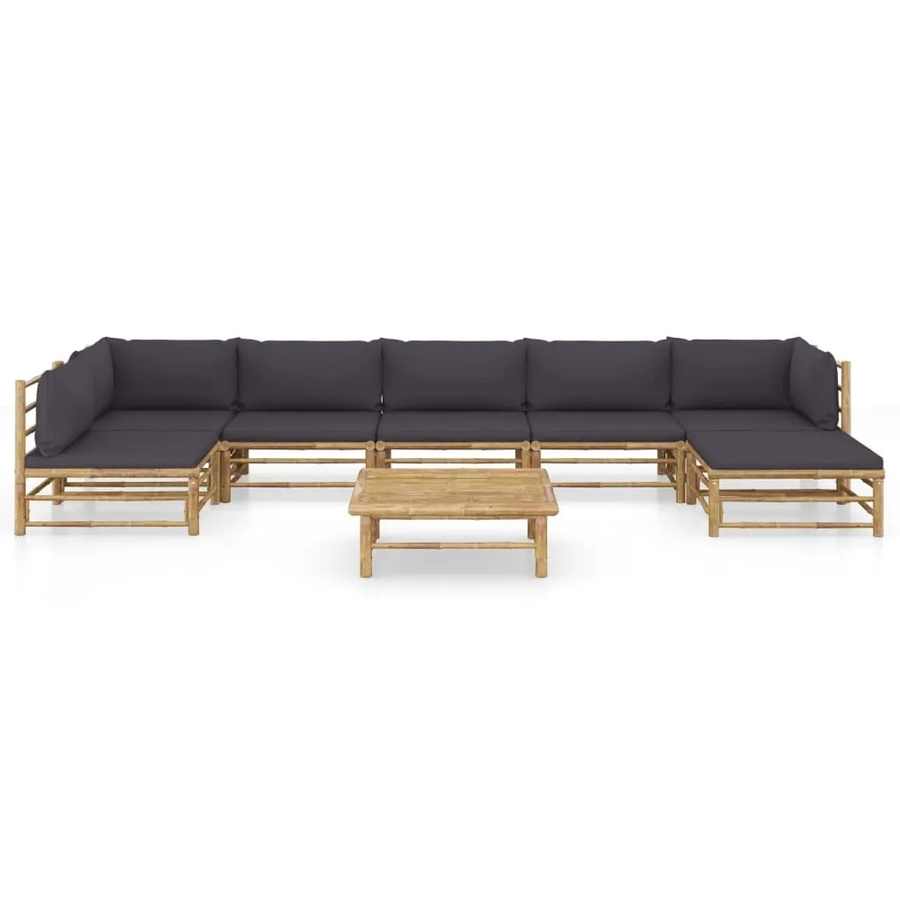 vidaXL 8-tlg Garten-Lounge-Set aus Bambus mit dunkelgrauen Kissen Modell 3 - Bild 2