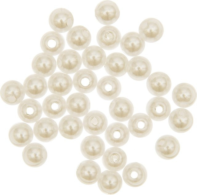 Rico Design Perlen, 6mm, 60 Stück, beige, white, plastic - Bild 1