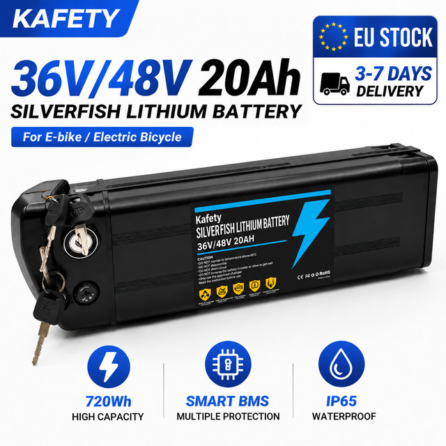 48V 20Ah Elektrofahrrad-Lithium-Akku mit 18650-Zellentechnologie und BMS-Steuerung, kompatibel mit 750W und 1000W Motoren, IP65 wasserdicht, in Schwarz oder Silber - Bild 1