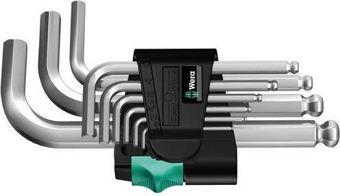 Wera Winkelschlüsselsatz 950 PKS/9 SM N, 9-teilig, metrisch, Inbus, Farbe: Silber - Bild 1