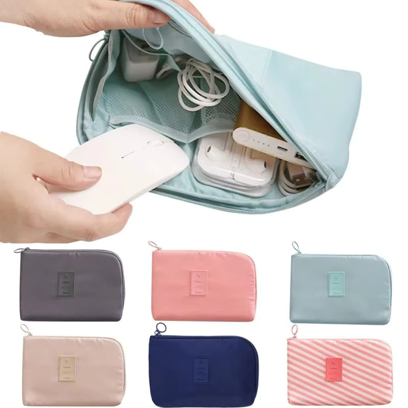 Multifunktionale wasserdichte Aufbewahrungstasche für elektronische Zubehör und Powerbanks, stoßfest und tragbar, Farbe: Beige - Bild 2