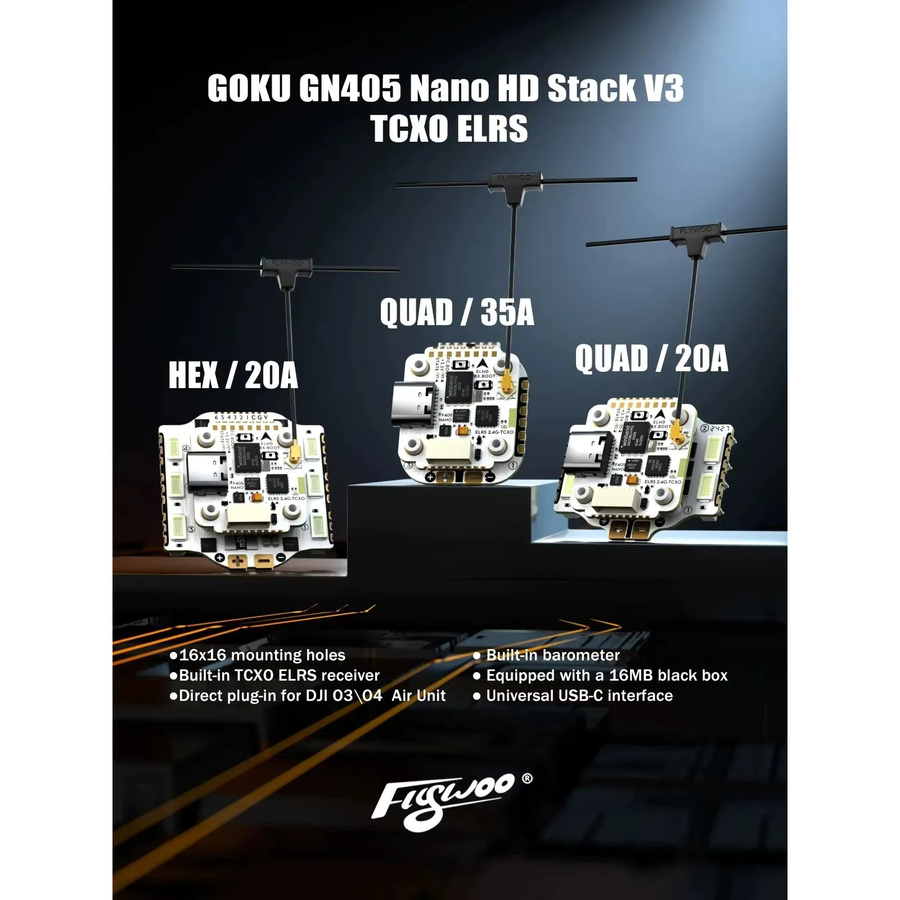 Flywoo GOKU GN405 Nano 16x16 35A Stack V3 mit integriertem TCXO ELRS Empfänger - Bild 3
