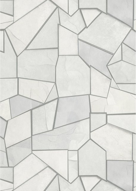 Erismann Vliestapete Elle Decoration 4 Mosaique in Hellgrau mit Gold und geometrischem Design - Bild 1