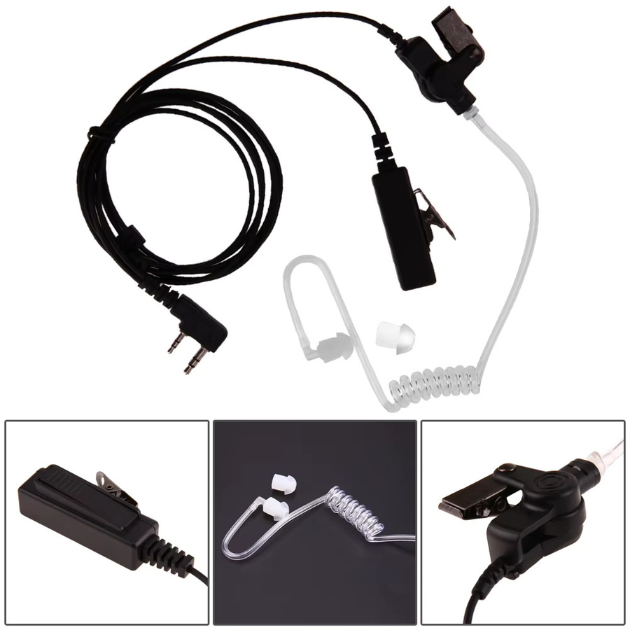 Akustikschlauch-Ohrhörer mit Mikrofon 2-Pin In-Ear Headset für Kenwood, Baofeng, HYT und Wouxun in Schwarz - Bild 4