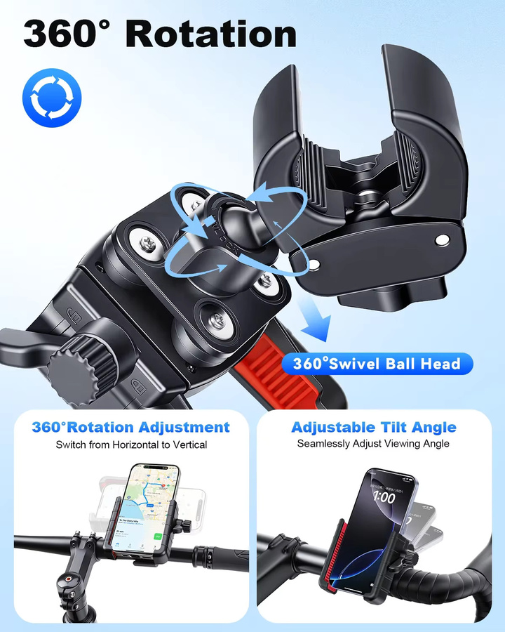 Rockbye Fahrrad-Handyhalterung 360 Grad in Schwarz für Mobiltelefone von 4,7 bis 7 Zoll, universeller stoßfester GPS-Clip für dein Fahrrad - Bild 2