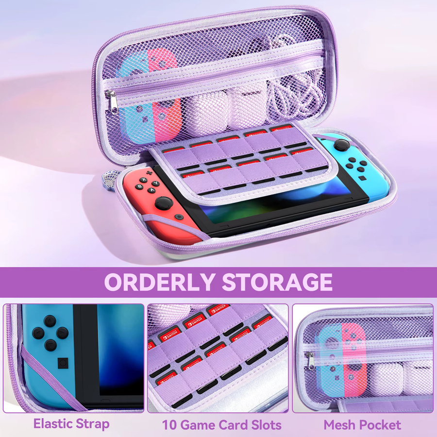 10-in-1 Meerjungfrau Zubehör-Set für Nintendo Switch OLED inklusive Tragetasche, TPU-Abdeckung und Displayschutzfolie in Schwarz - Bild 3