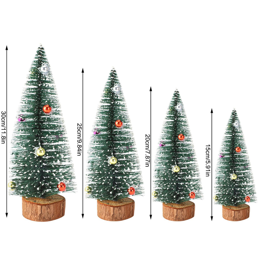 3er Set Mini Weihnachtsbaum OutsideWorld als Tischdeko aus Seide und Holz, Farbe: Grün, Höhe: 25 cm - Bild 3