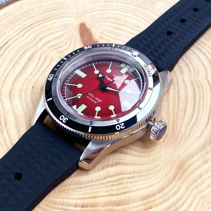 Tandorio Automatik-Taucheruhr, Edelstahl, 40 mm, Herren, 20 ATM, Schwarz - Bild 5
