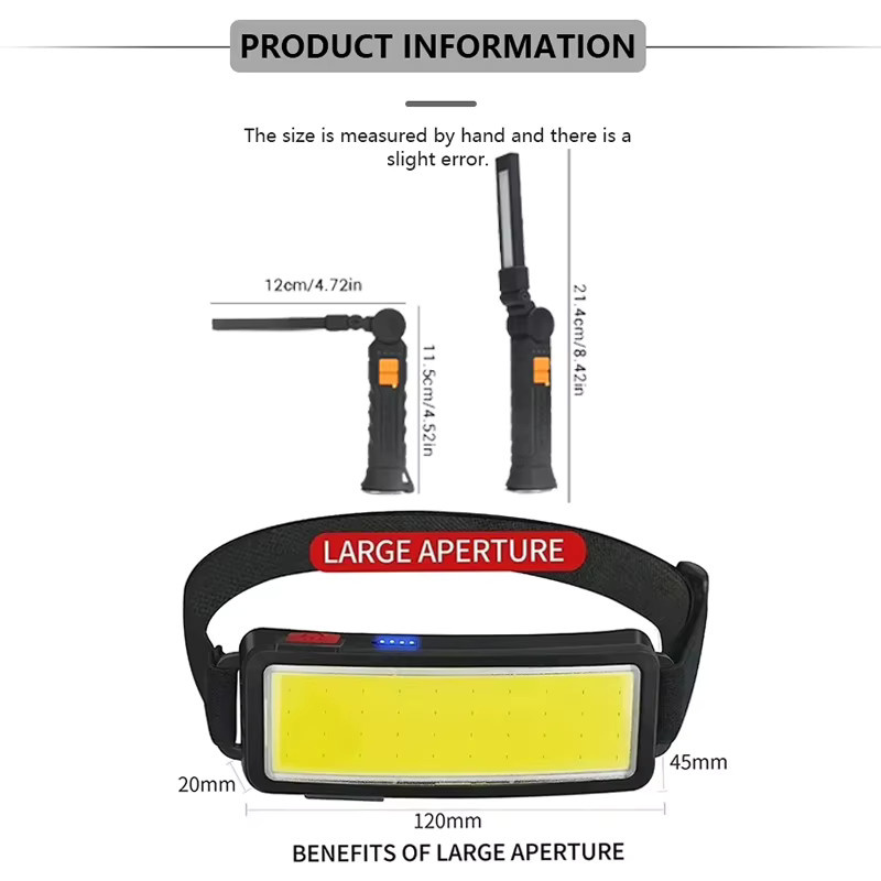 XIWANGFIRE USB aufladbare COB LED Stirnlampe für Outdoor, Camping und Jagd in Schwarz - Bild 4