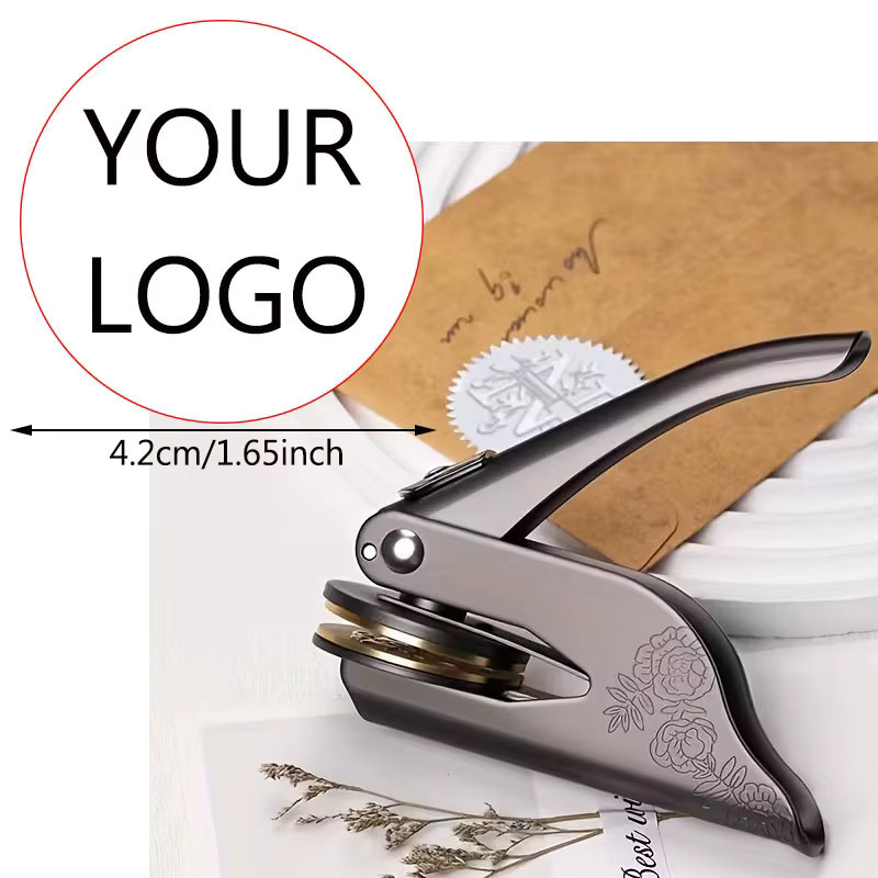 Personalisierter Buchprägestempel aus Metall in Silber mit individuellem Text- oder Logo-Design für Bücher, Visitenkarten und Papierdokumente - Bild 2