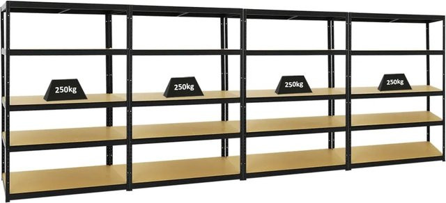 PROREGAL Big Elephant M Schwerlastregal Set aus 4 Einheiten, Schwarz, H x B x T: 180 x 120 x 60 cm - Bild 1