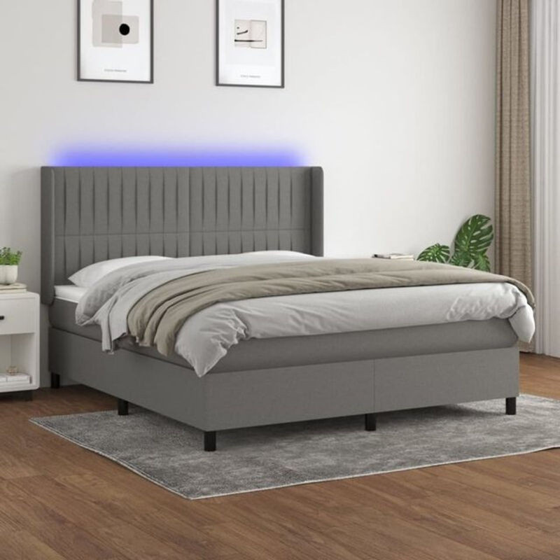 Vidaxl Boxspringbett mit Matratze in Anthrazit Grau aus Stoff, B/T: 180 x 200 cm - Bild 1