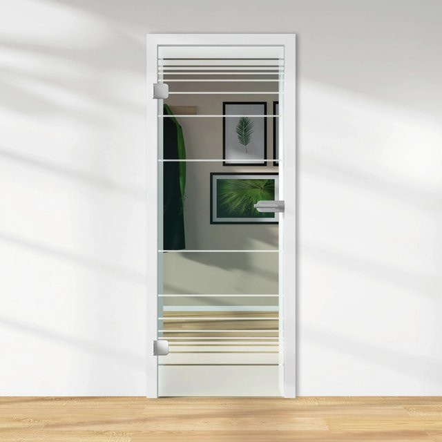 Skyscope Glasdrehtür ESG Floatglas mit Dekor Siebdruck, DIN Links, Transparent, H x B x T: 197,2 x 70,9 x 0,8 cm - Bild 1