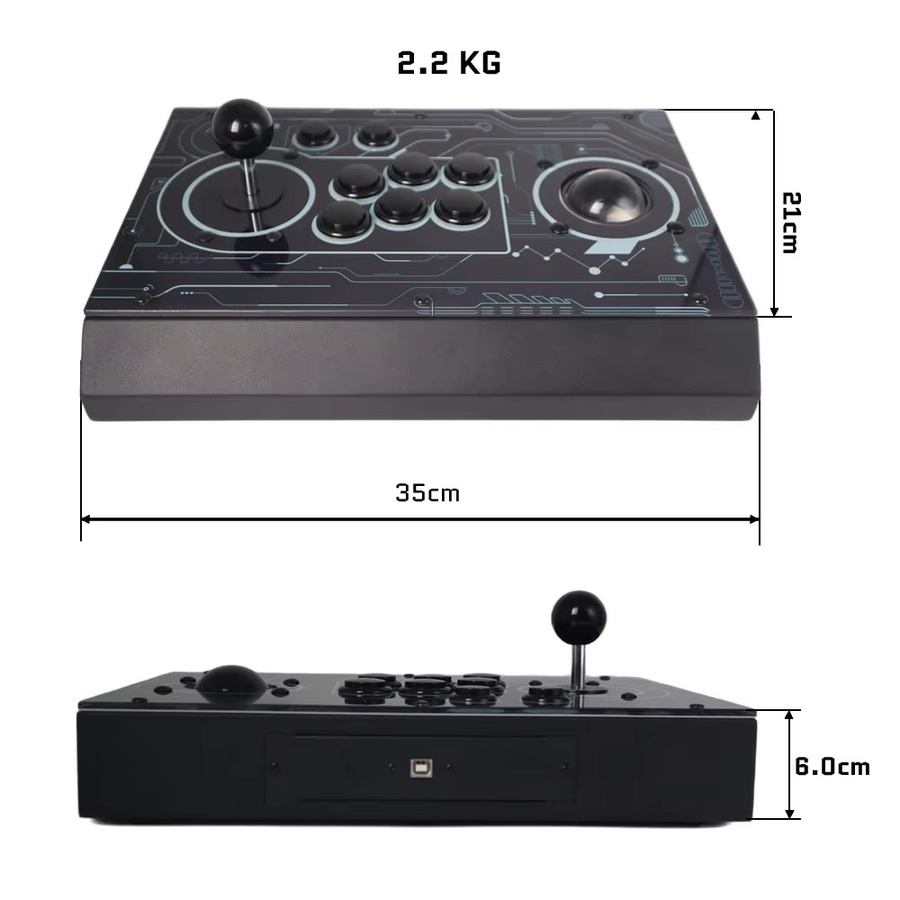 FightBox R10 Arcade Fight Stick Retro-Spielcontroller in Schwarz mit Sanwa Joystick, Raspberry Pico Board und Trackball für PC, PS3 und PS4 - Bild 4