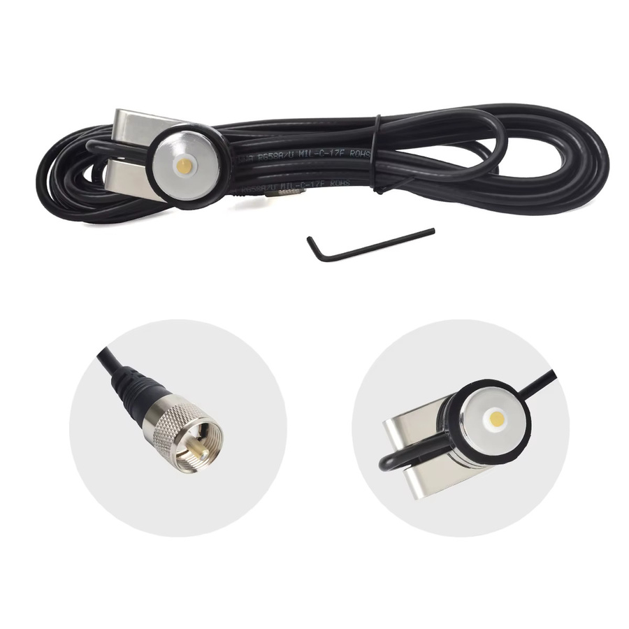 RUNUPTOP Auto NMO Antennenhalterung mit PL259-Anschluss und 13 Fuß RG-58 Koaxialkabel in Schwarz für Mobilfunk, Amateurfunk und Zweiwege-Funkgeräte - Bild 2