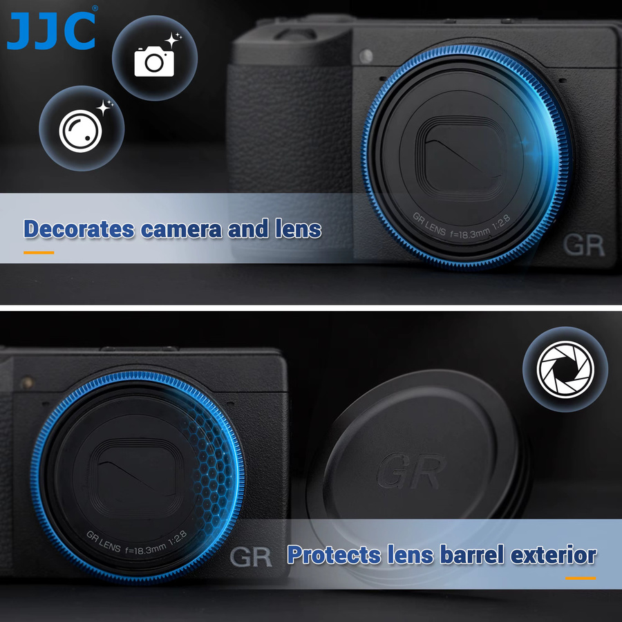 JJC Metall-Dekorringkappe in Rot für Ricoh GR III und Ricoh GR III HDF als Ersatz für die Ricoh GN-1 Objektivringkappe - Bild 3
