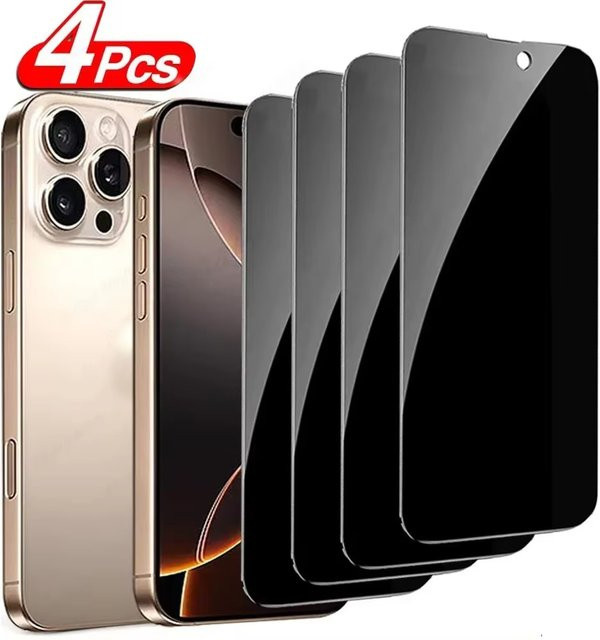 4er-Set Bolomboy Anti-Spionage Panzerglas Sichtschutzfolie für iPhone Modelle - Bild 1