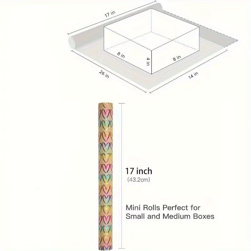 Goldblatt-Herz Geschenkpapier in Gold und Multicolour für Geburtstage und Partys, Breite: 43 cm, Länge: 300 cm - Bild 4