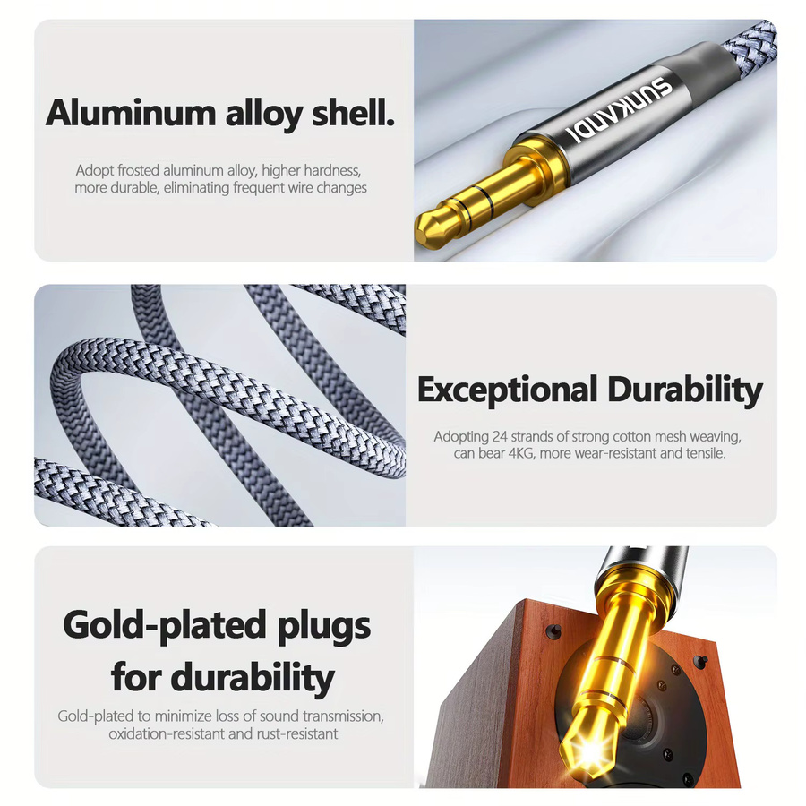 SUNKANDI USB-C auf 3,5 mm Kopfhörerkabel Stereo-Audiokabel in Grau für iPhone 16, 15 und Samsung Galaxy - Bild 4