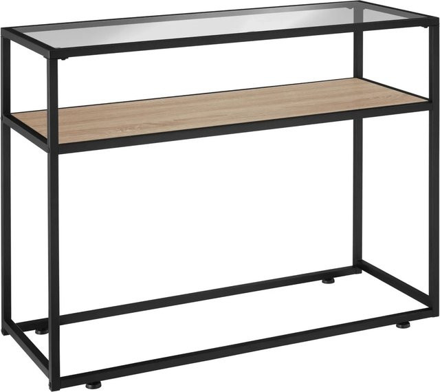 tectake Kilkenny Konsolentisch im Industrial Style mit Glasplatte und 2 Ablagen, B/T/H: 100 x 41 x 80,5 cm - Bild 2