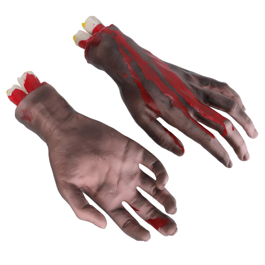 2er-Set lebensechte abgetrennte Hände aus Sicherheitsvinyl als Halloween Requisiten für Cosplay und Bühnendekoration in Multicolor - Bild 4