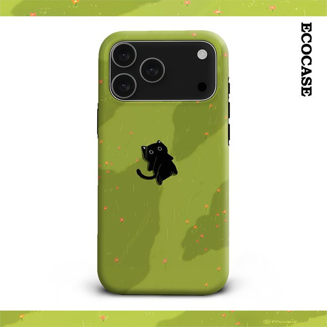 Meadow Cat's Reverie Handyhülle für iPhone 17 16 15 14 13 12 11 Pro Max Plus mit doppelschichtiger Rückseite in Grün - Bild 1