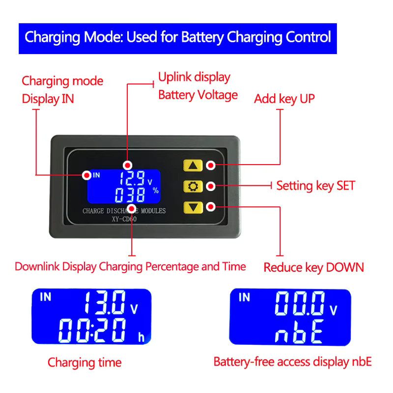 LOTHYE XY-CD60 Batterie-Ladesteuermodul mit DC-Spannungsschutz, Unterspannungs- und Depletionsschutz - Bild 3