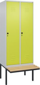 C+P Spind Classic PLUS Garderobenschrank mit Sitzbank, 2 Abteile, Sicherheits-Drehriegel und 4 Garderobenhaken, B/T/H: 212 x 80 x 81,5 cm - Bild 1