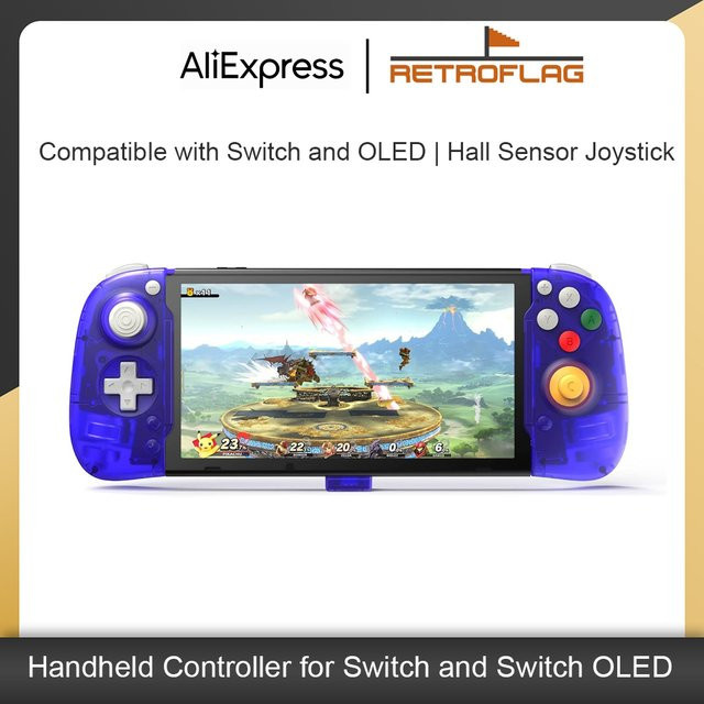 RETROFLAG Handheld Controller in Blau kompatibel mit Nintendo Switch und Switch OLED mit Plug-and-Play-Bewegungssteuerung und Dual-Motor-Vibration - Bild 1