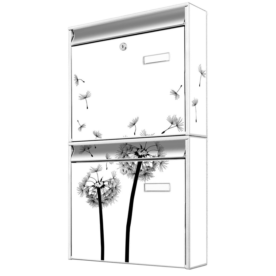 banjado Burg Wächter Briefkastenanlage für Mehrfamilienhäuser, weiß, Motiv Pusteblume, B/H/T: 36,2 x 64,5 x 10 cm - Bild 1