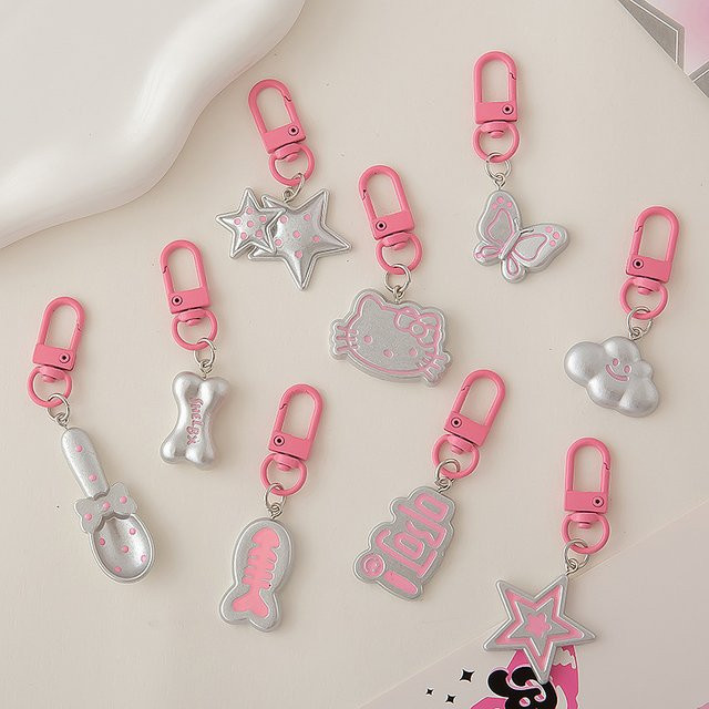 MINISO Schlüsselanhänger-Set, Rosa-Silber, Damen - Bild 1