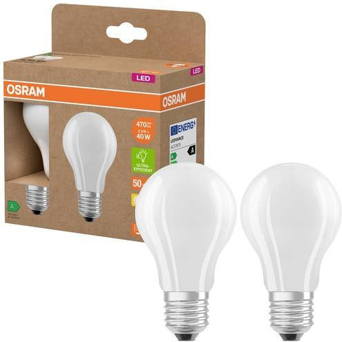 OSRAM HOMELIGHTING LED E27 Glühbirne A60 Warmweiß 2,2W entspricht 40W, 2er Pack, Durchmesser: 60 mm, Höhe: 60 mm - Bild 1