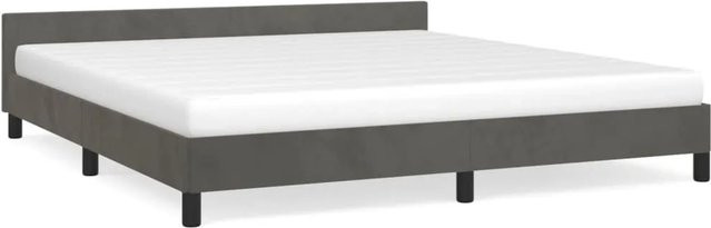 vidaXL Bettgestell mit Kopfteil aus Samt in Dunkelgrau B/T/H: 180 x 200 x 183 cm - Bild 1