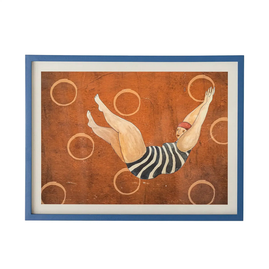 Bloomingville Svela Wandbild Illustration in Blau und Braun aus Fichtenholz, Breite: 47 cm, Höhe: 62 cm - Bild 1