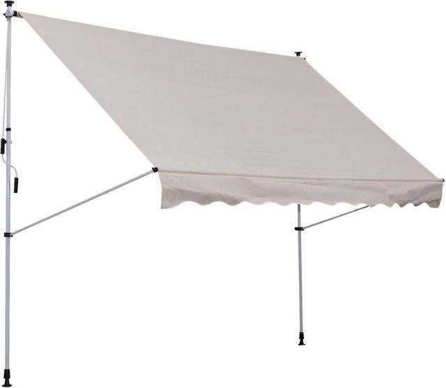 Outsunny Klemm-Markise beige aus Polyester und Aluminium mit Kurbel, Breite: 200 cm, Tiefe: 150 cm - Bild 1