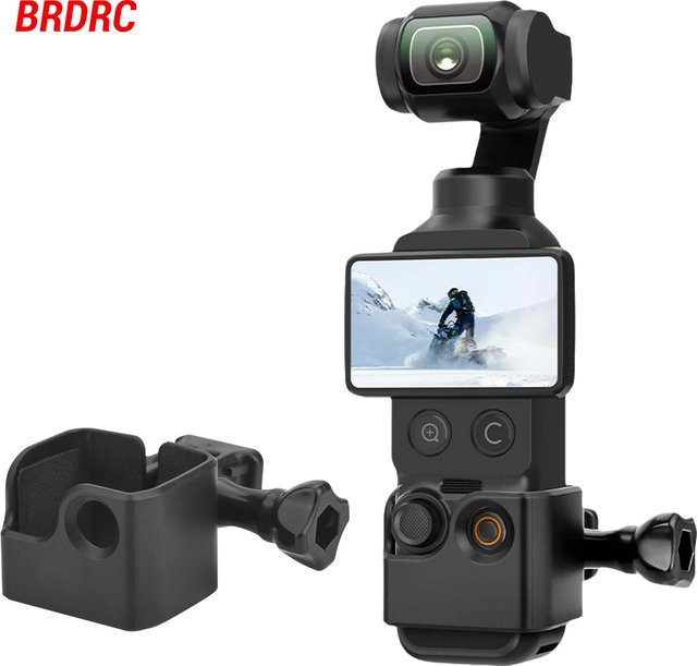 BRDRC Erweiterungshalterung für DJI OSMO Pocket 3 mit 1/4 Zoll Schraubenloch, Rucksack-Clip und Brustgurt-Adapter, Schwarz - Bild 1