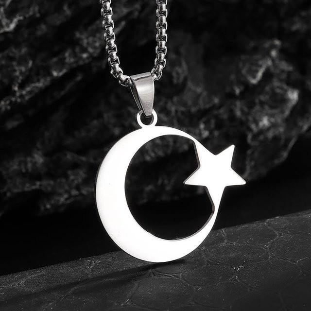 YIRAN Jewelry Halskette, Mond Stern, Edelstahl, Unisex, black - Bild 1